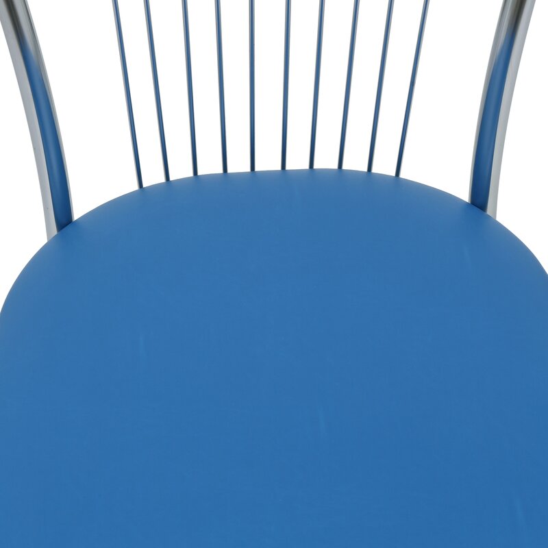 Scaun Arco - cadru cromat - imitatie piele albastru
